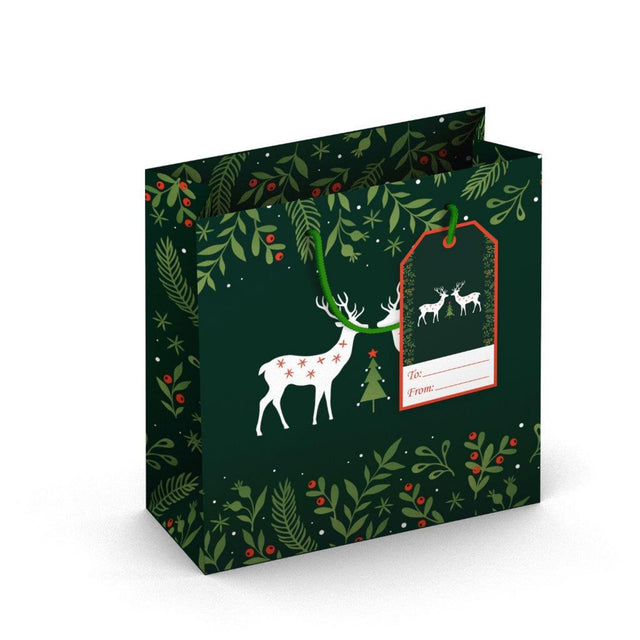 Dárková taška vánoční čtvercová (TQ) - JELENI - 15x6x14,5cm 224524 TQ.jpg