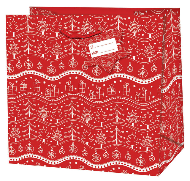 Dárková taška vánoční čtvercová (TQ) - VÁNOČNÍ STROMEČKY - 15x6x14,5cm 223516 TQ.jpg#15331#1c347deea84b